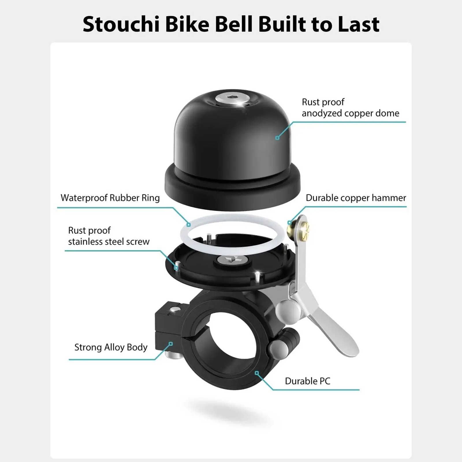 Bicycle Bell for airtag Bike Mount GPS Tracker Bell Waterproof Brass Holder Hides Under Bike Bell Anti-Theft