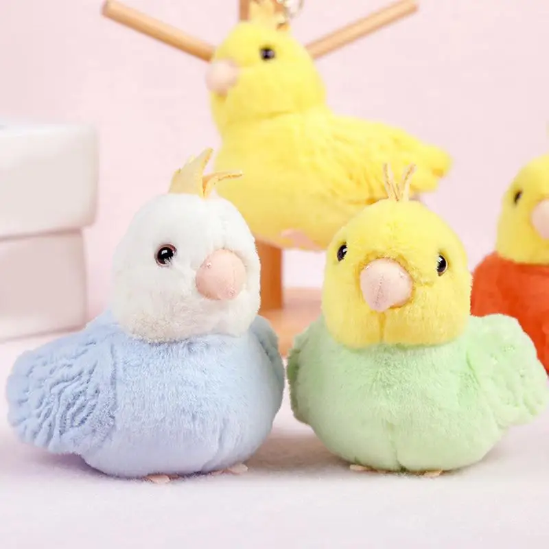 Parrot Doll Pendant Cute Plush Parrot Keychain Soft Stuffed Animals Backpack Keyrings Plush Bag Charm Kids Girls Birthday Gifts