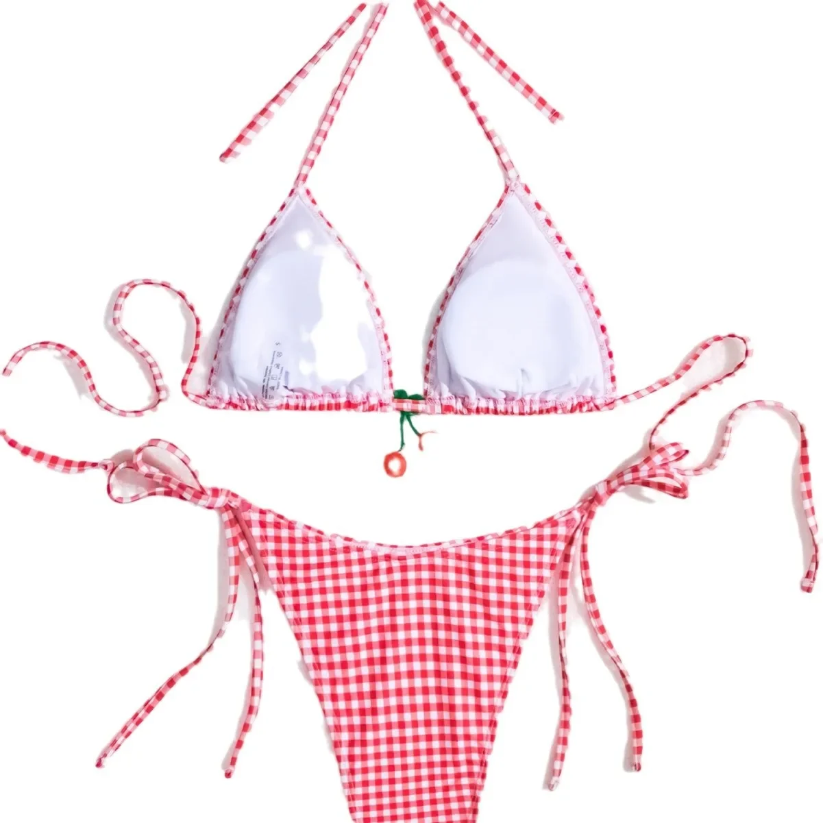 Sexy Micro Bikini 2024 Woman Swimsuit Red Gingham Swimwear Women String Thong Bikinis Set Female Bathing Suit Beach Wear Biquini