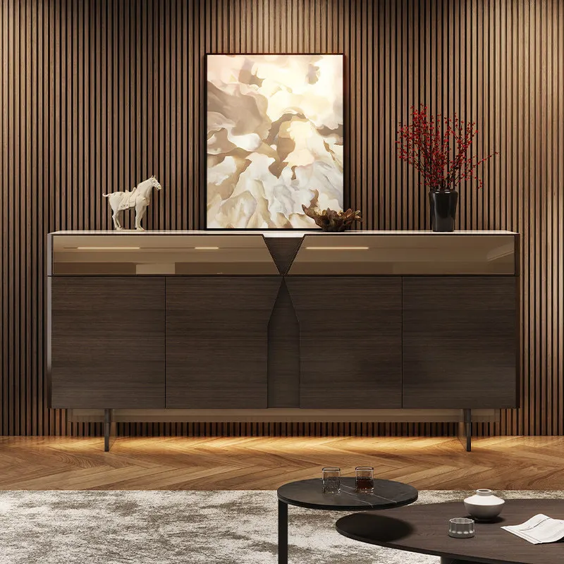 

Мраморный приставной шкаф для столовой, высококачественный шкаф для хранения для ресторанов, современный простой приставной шкаф из массива дерева для прихожей