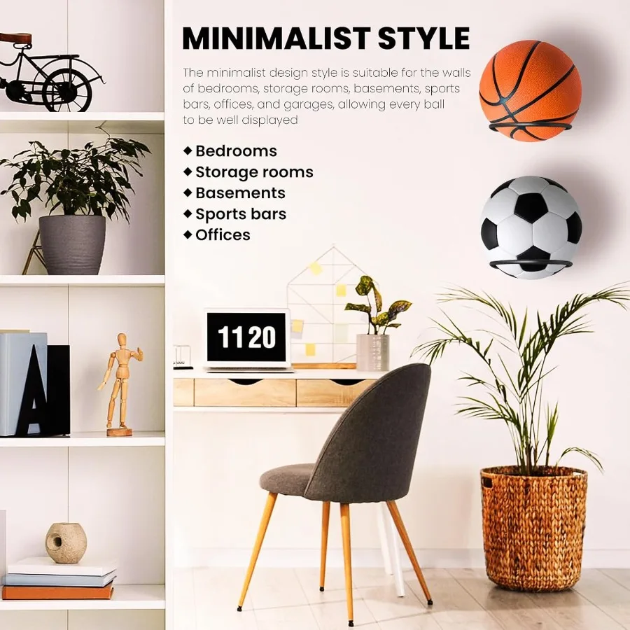 Shikaman Basketball-Halter, Wandhalterung, Jungenzimmer-Dekoration, 3 Stück, Fußball-Display-Rack, Metall, Universal-Ball-Display-Rack, Ständer für Fußb