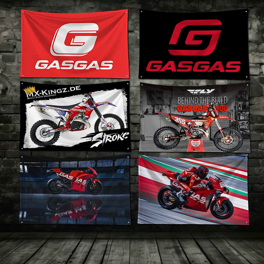 3x5 Ft Gas Gas G-gasgas Motorcycle Flag Polyester Digital Printing Banner for Garage Wall Art Out Door Decoration With Grommets