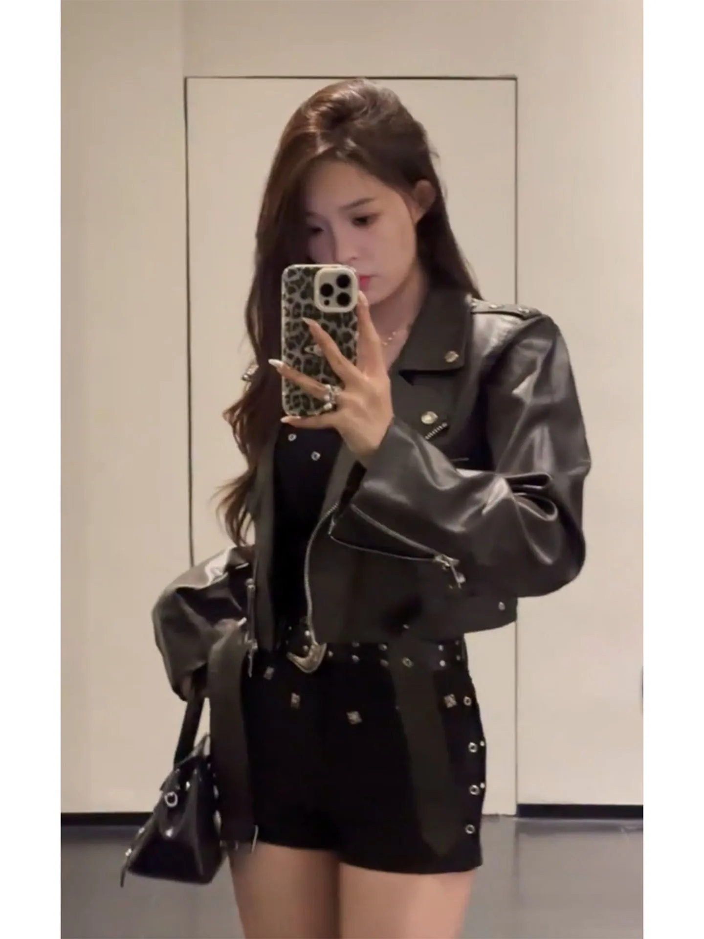 ort Motorcycle Jaet Cappotto in pelle PU da donna Autunno New Sle High Faion Lady Sexy Retro Jaet Top per donna