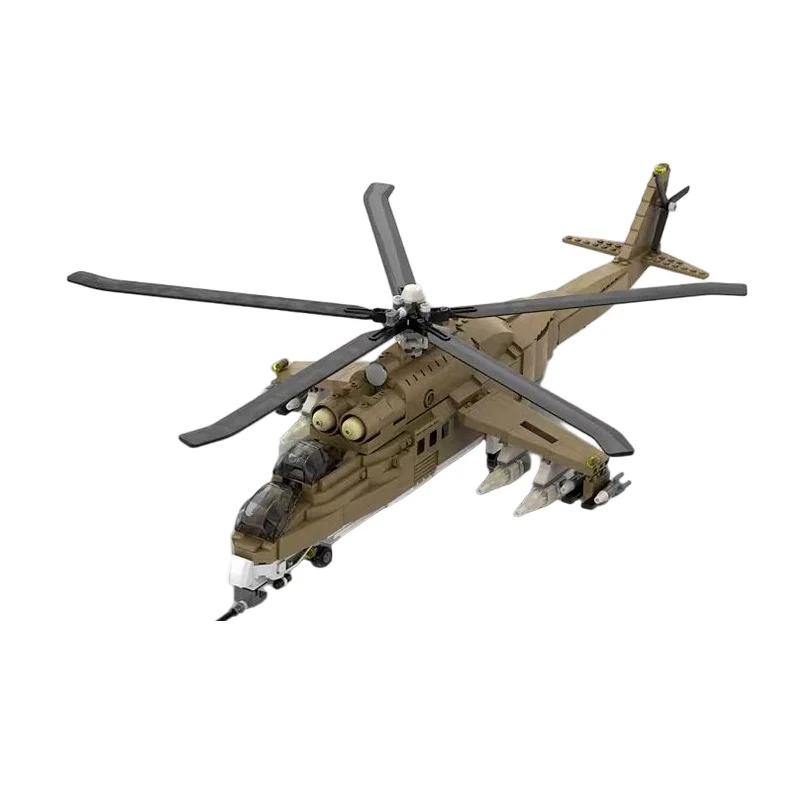 Mi-24 Military Helicopter Model MOC Building Bricks War Equipment Modular Technology Gifts Holiday Assemble Toys Suit Display