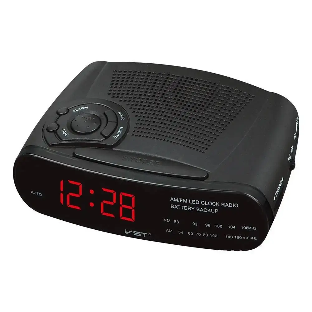 NEW FM&AM Radio LED Display Clock Electronic Desktop Alarm Clock Digital Table Radio Gift Home Office Supplies EU Plug Hot Sale