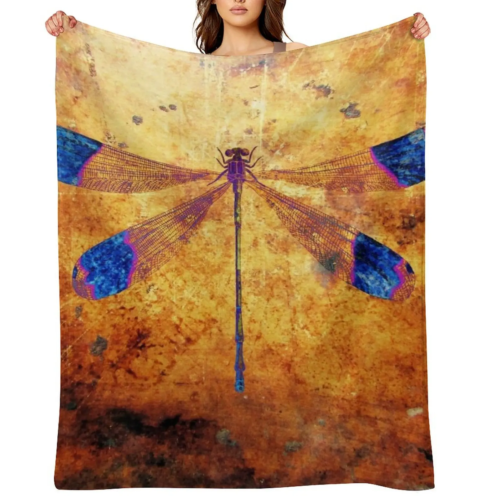 

Dragonfly in Amber Throw Blanket decorative Hairys Tourist Weighted Blankets