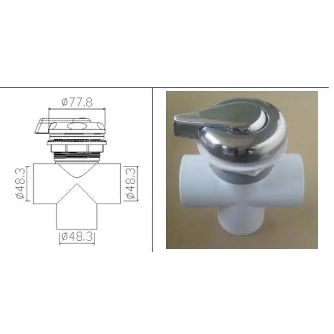 

1.5" Inch SS hot tub spa water diverter Chromed 1.5 inch water selector