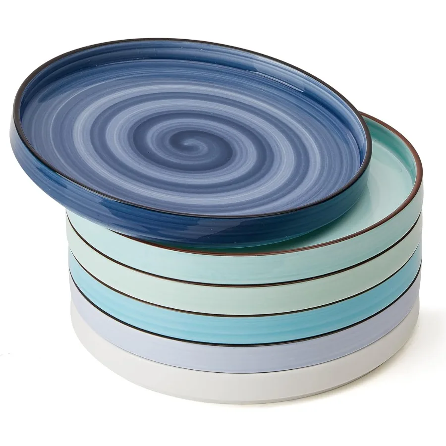 

7.8 Inch Porcelain Dessert Plates Set of 6 Gradient Salad Plates Microwave Dishwasher Safe ScratchResistant Elegant HighEdge De