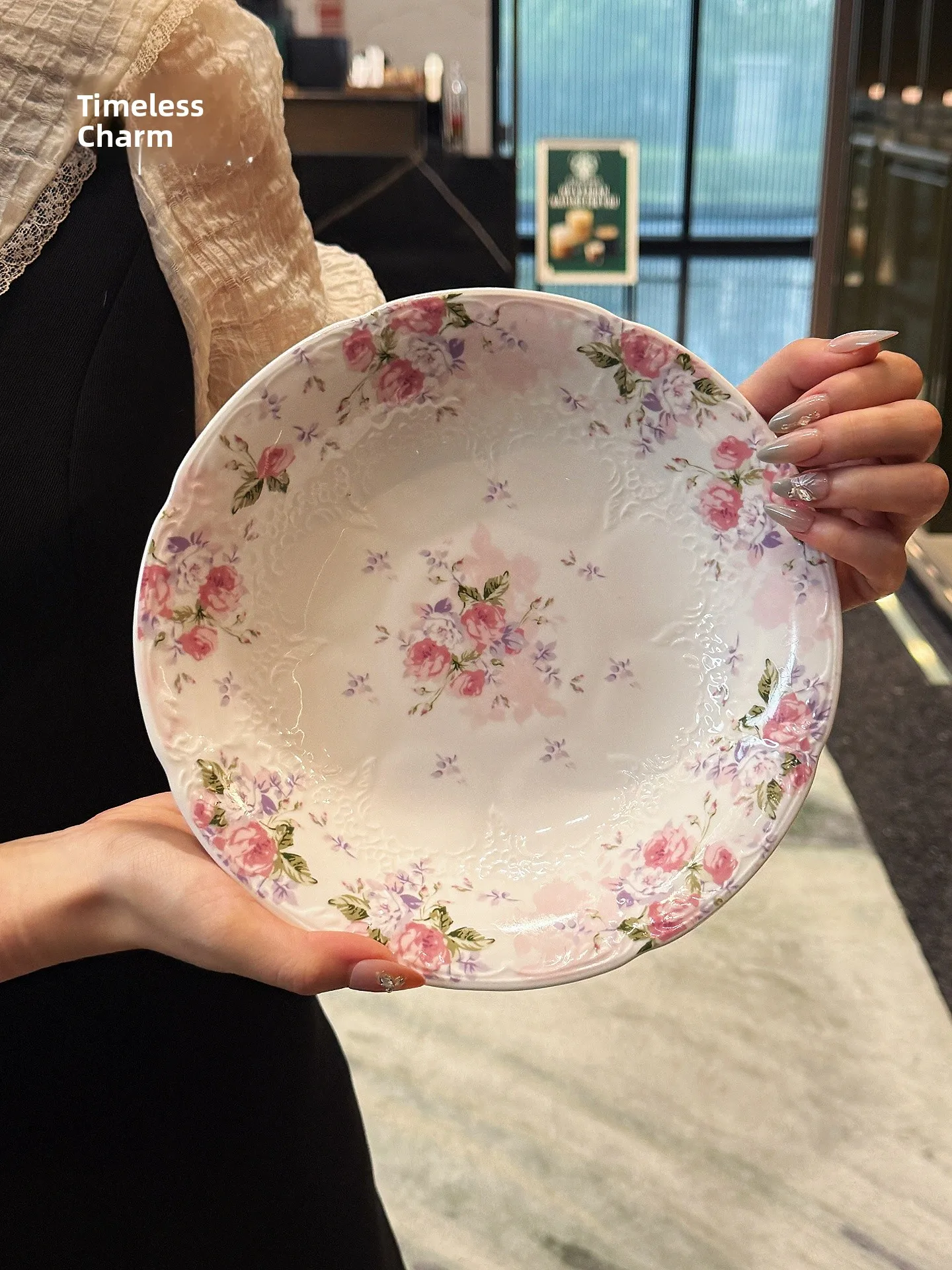 

Тарелка Colorl Beau Cerc Deep Di для пасты и салата, обеденная/завтрачная тарелка в западном стиле, с цветочным узором, круглая, для микроволновой печи