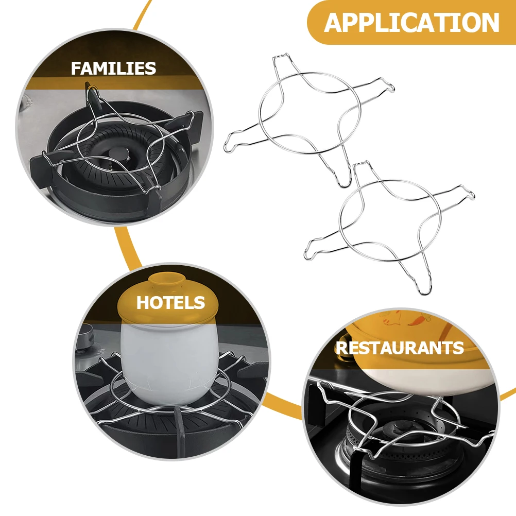 

2Pcs Stainless Steel Gas Stove Bracket Flat Design Non-Slip Pot Holder for Home Hotel Restaurant Coffee Shop Gas Stove Bracket