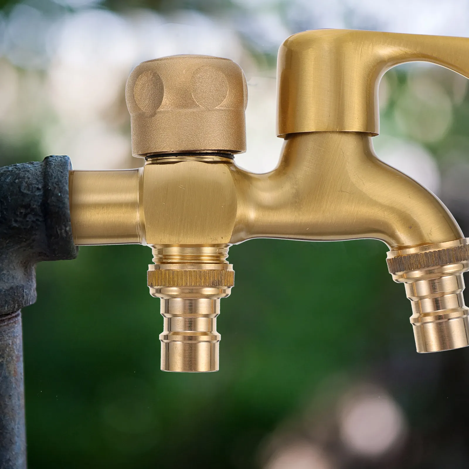 

Copper Faucet Water Tap One Input Two Output Replaceable Washing Machine Dual Purpose Kitchen Bathroom Home Use