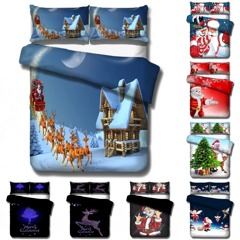 

Anime Santa Claus Elk Bedding Sets Baby Kids Boys Girls Christmas Present Duvet Covers Pillow case Comforter Cover Bedclothes