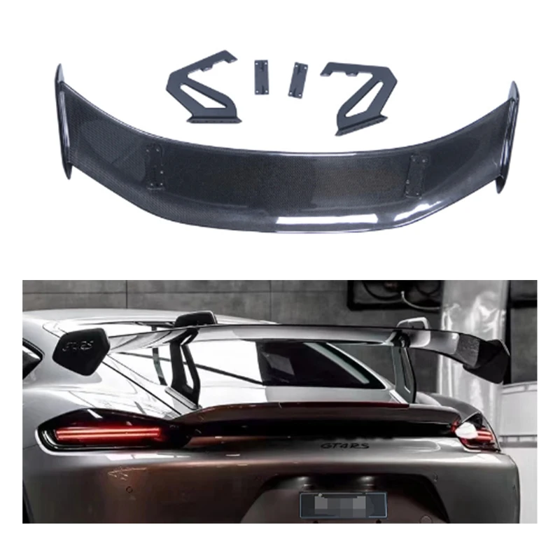 Rear Trunk Spoiler Wing Compatible with Porsche 718 Cayman GT4 RS Dry Carbon Fiber