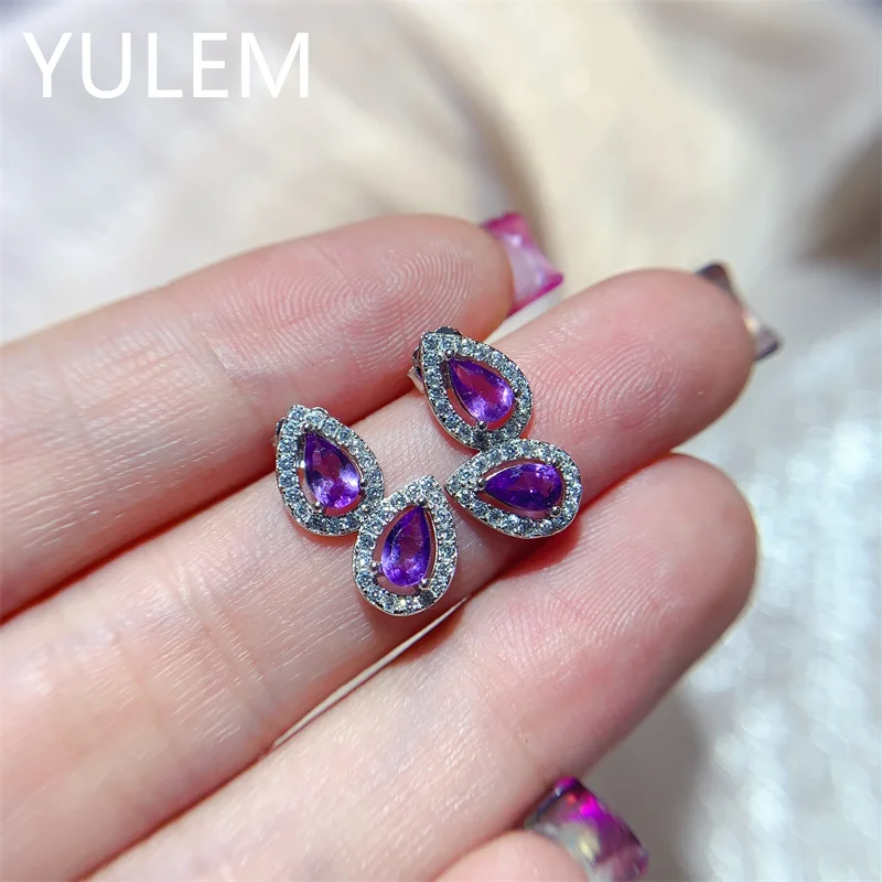 2026 3x5mm Natural Citrine Amethyst Topaz Garnet Water Drop Design Earring Silver 925 Earring for Women Daily Wear