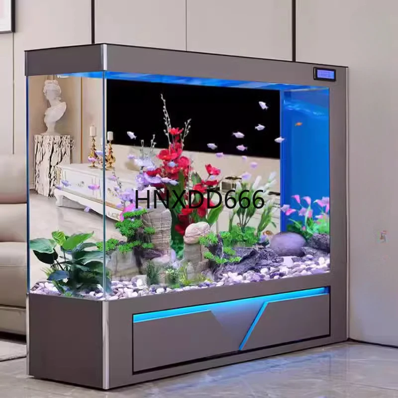 

Light luxury ultra-white fish tank medium and large household screen partition