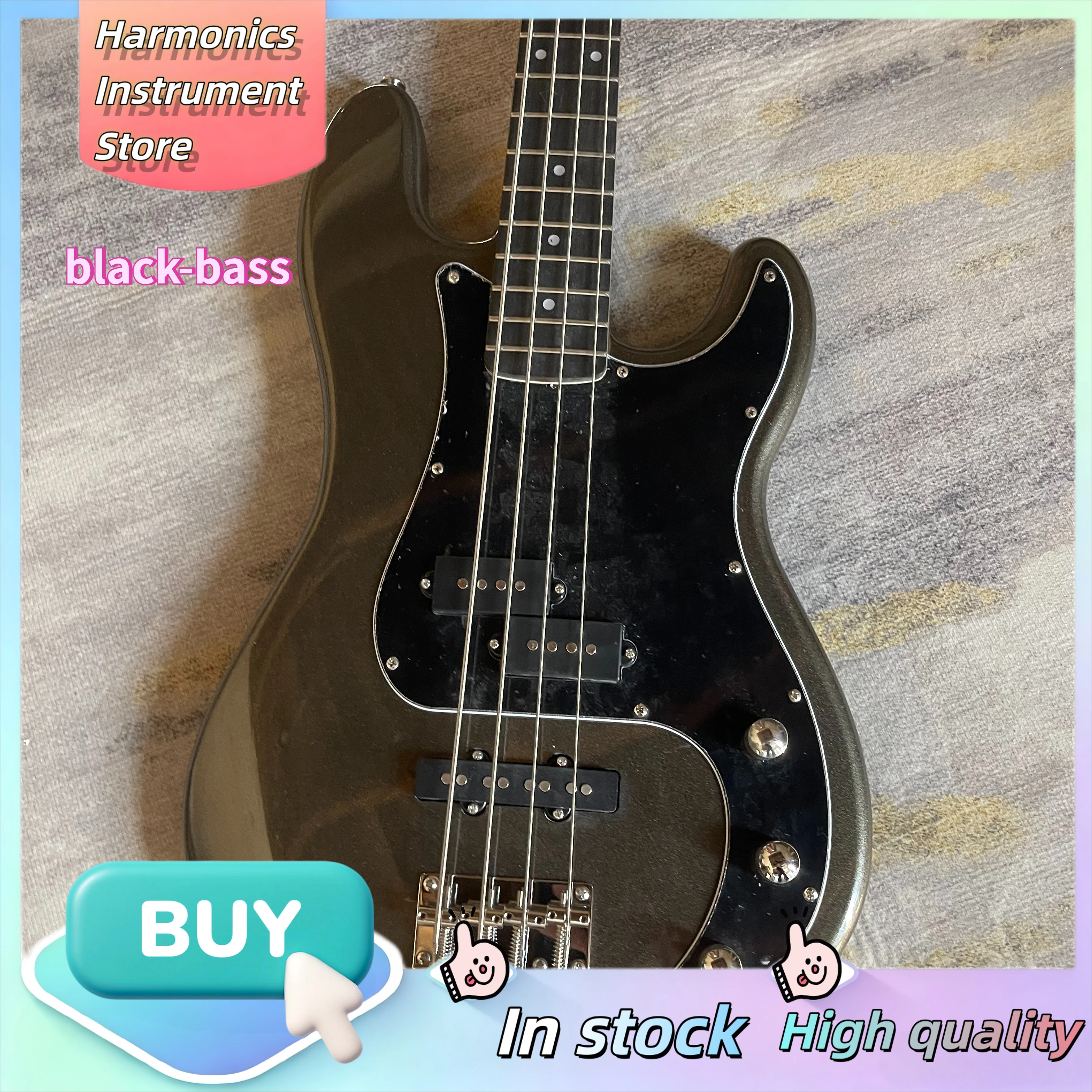 1996 Affinity PJ-Style Bass Precision-Jazz Dual Pickups Bass, Metallic Gray Basswood Body 3-Knob Passive Circuit Rehearsal view 5