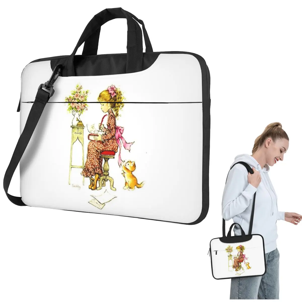 

Sarah Kay Swing Girl Laptop Bag Shockproof Case Computer Bag 13 14 15.6 Inch Crossbody Laptop Pouch For Macbook Pro Air
