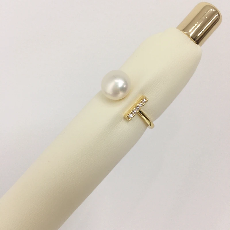 ZHBORUINI High Brightness Natural Freshwater Pearl Ring 14K Genuine Gold Electroplated Fashionable Balanced Series Pearl Ring