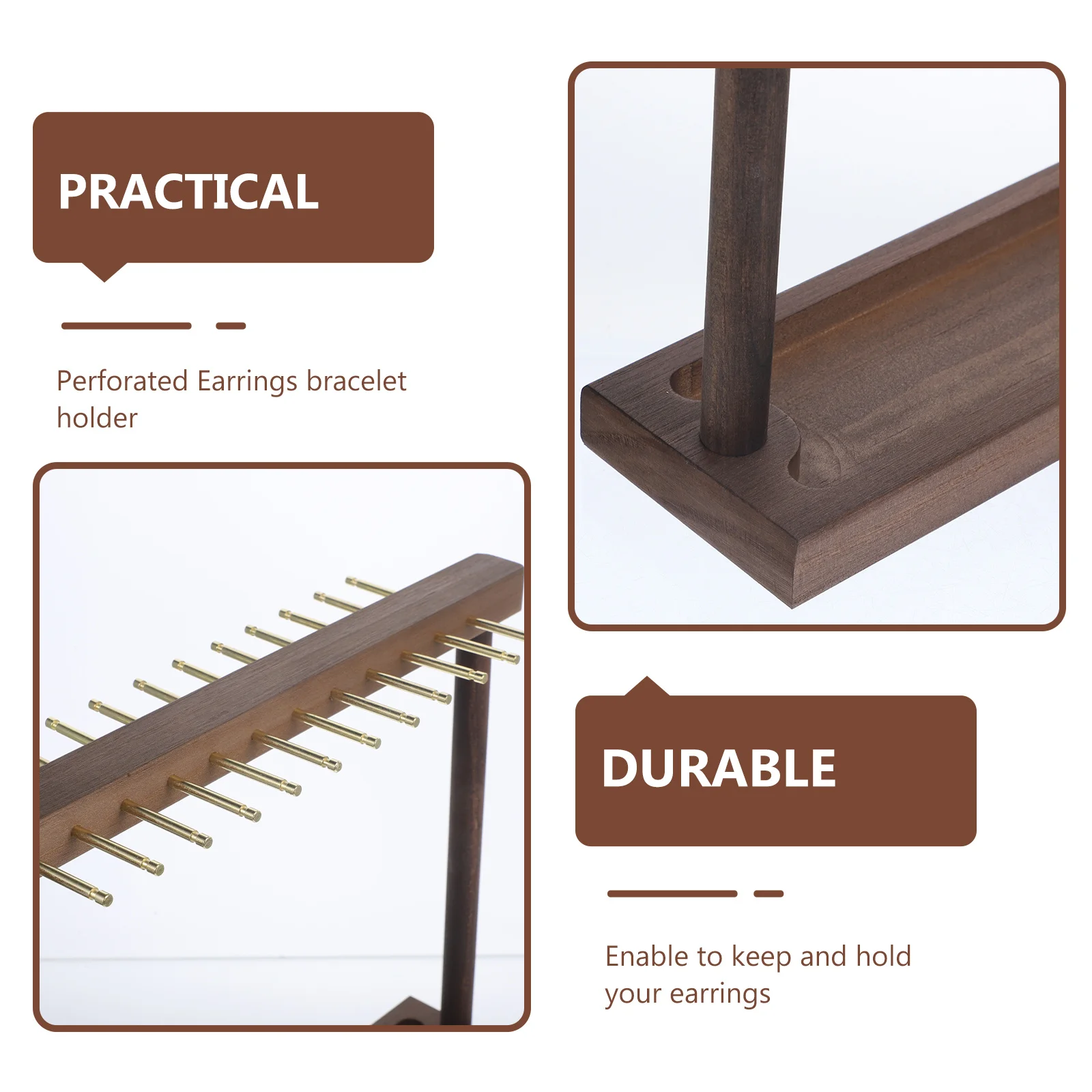 Jewelry Organizer Stand Necklace Holder Perforated Design Earrings Bracelet Ring Watch Holder for Cabinet Bedside