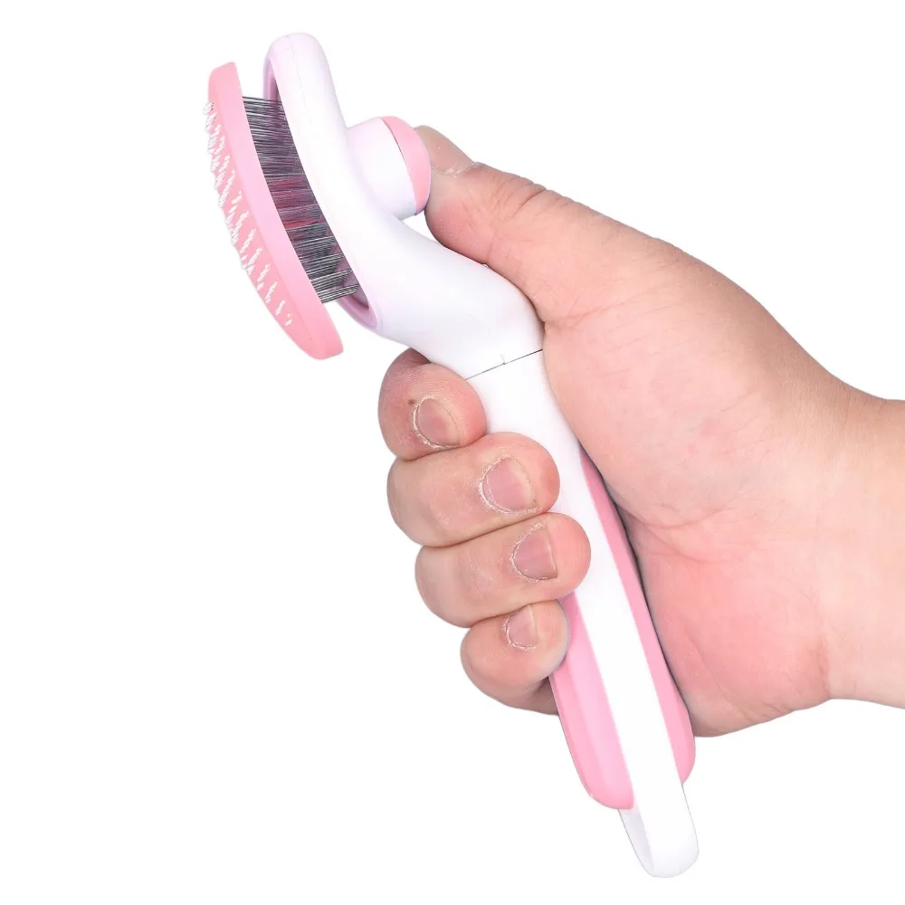 Metal Teeth Pet Comb Dense Tooth Single Button Hair Release Cat Comb Smooth Comb Self Cleaning Grooming Comb