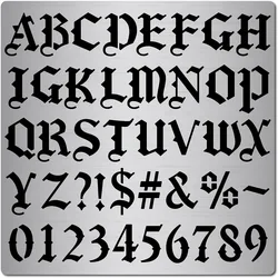1pc 6.3 Inch Metal Gothic Font Lettering Stencil 1