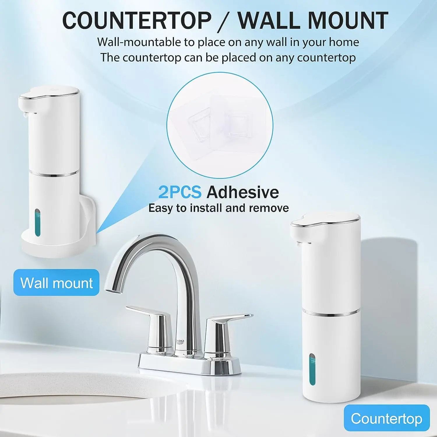 Automatic Inductive Soap Foaming Hand Soap Dispenser Touchless Foam Soap Dispenser Rechargeable Bathroom Countertop Soap Pump