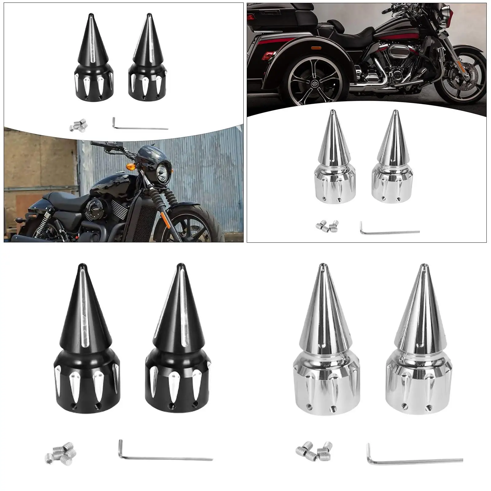 2x Motorcycle Front Axle Nut Covers Cap Replaces for Road King 2008 +