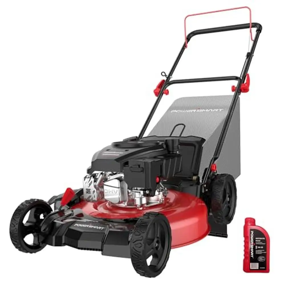 

Gas Push Lawn Mower 21" 144cc 4-Cycle Engine 3-in-1 Steel Deck Mulch Bag Side Discharge 6-Position Height Adjustment Easy to