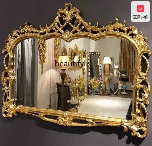 New Arrivals European carved fireplace mirror retro wall hanging palace entrance mirror vanit mirror living room decorative mirr