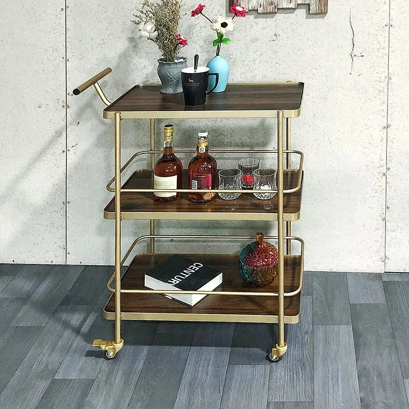 High-end mobile trolley food delivery cart household three-layer cake cart trolley hotel ktv wine tea trolley