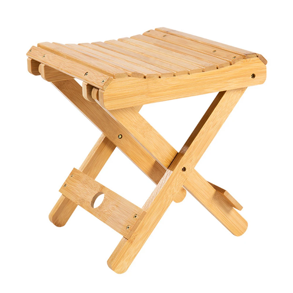 1PC Portable Bamboo Folding Stool Home Use Small Chair Outdoor Fishing Square Stool Real Wood Compact Seat for Indoor & Outdoor image 3