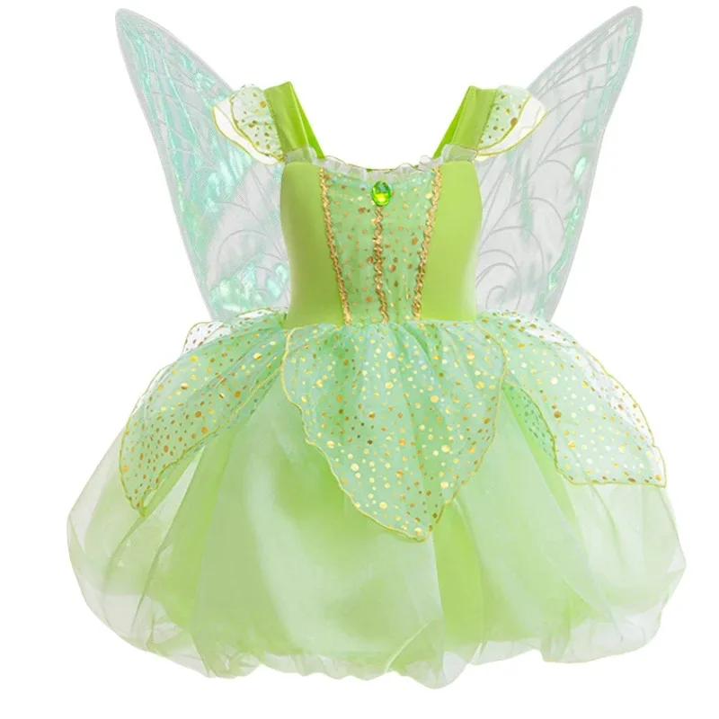 

Girls Tinker Bell Costume Halloween Carnival Elves Party Cosplay Costume for Kids Green Tinkerbell Princess Fancy Dresses