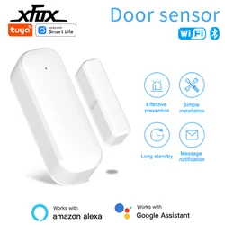 Tuya WiFi Bluetooth Sensor de puerta inteligente seguridad antirrobo Sensor de puerta alarma enlace de escena de hogar inteligente Soporte Alexa Google Home