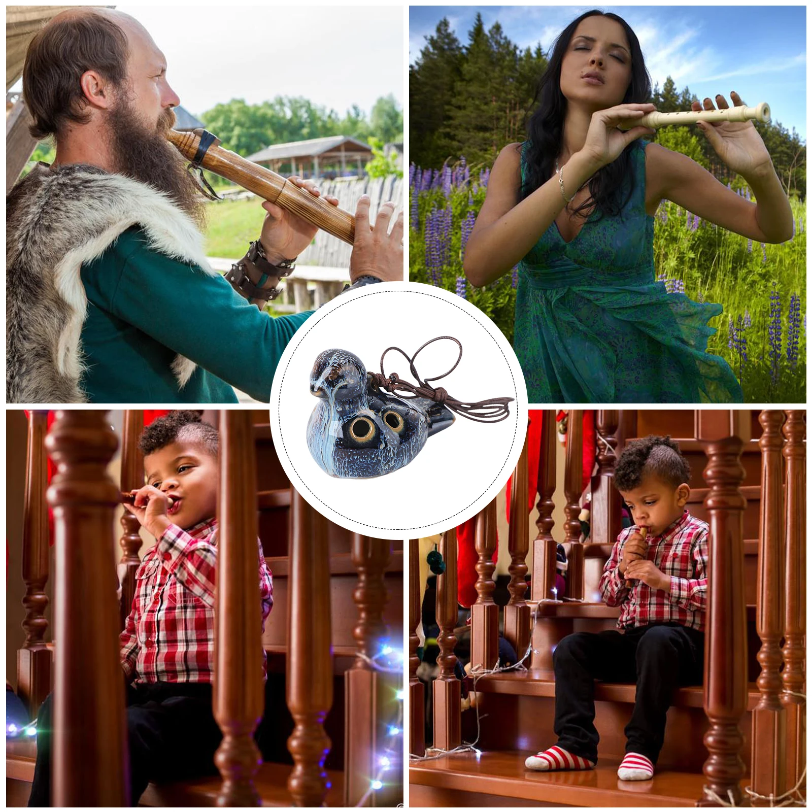 

6 Holes Bird Shape Ocarina Ceramic Flute Easy to Learn Portable Music Instrument for Beginner Professional Performer Gift