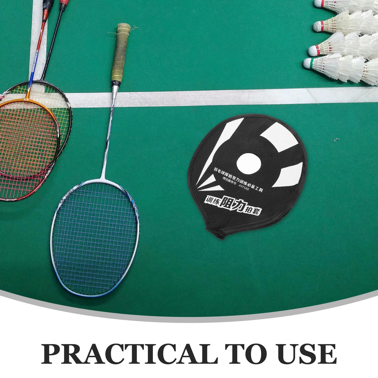 

Badminton Racket Resistance Cover Trainer Portable Sleeve for Rackets Polyester Black White Durability Reliable Materials