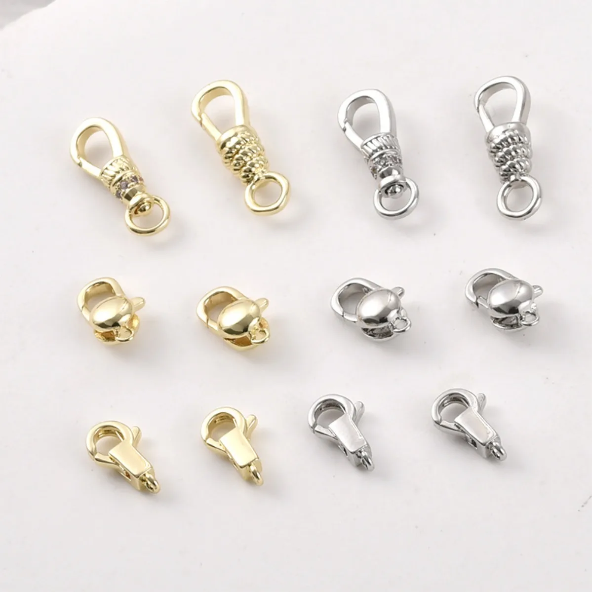 Brass 14K Gold Plated Color‑Retentive Knot‑Pattern Round Lobster Clasp Spring Clasp DIY Bracelet Necklace Connector Supplies