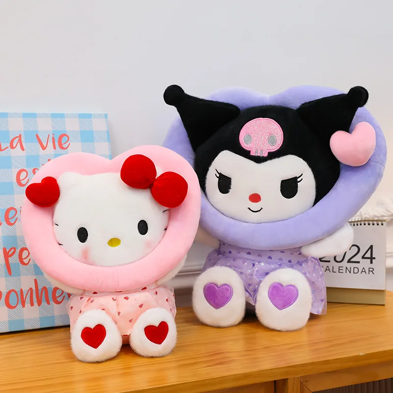 Sanrio 70CM New Peach Heart Sea HelloKitty Plush Toy Peach Heart Kuromi Kawaii Throw Pillow Dolls Birthday Gifts for Girls Kids