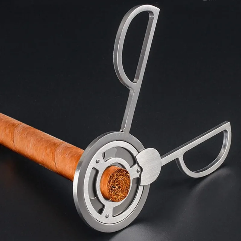 Stainless Steel Gold Plated Cigar Cutter Accessories 3 Sharp Blades For Smoking Luxury Cigars Scissors Pocket Gadgets