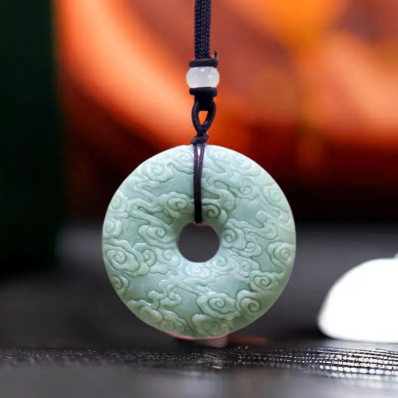 

Natural Real Jade Cloud Pendant Necklace Luxury Talismans Stone Vintage Fashion Designer Gifts for Women Men Carved Jewelry