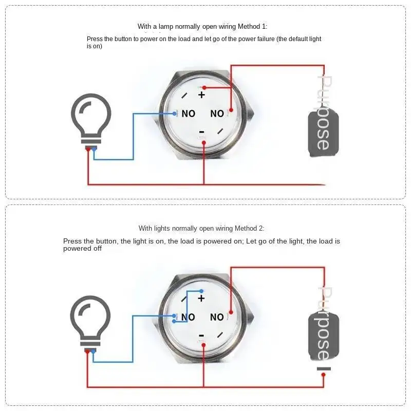8/10mm Metal Push Button Switch With LED Light Mini Dust-proof Self-resetting Locking Circular Micro-start Four Welidng Pin