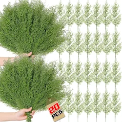 1/50PCS Artificial Pine Leaves Branch for Home Garden Decor Plastic Cedar Branch Green Pine Stem DIY Garland Xmas Decoration