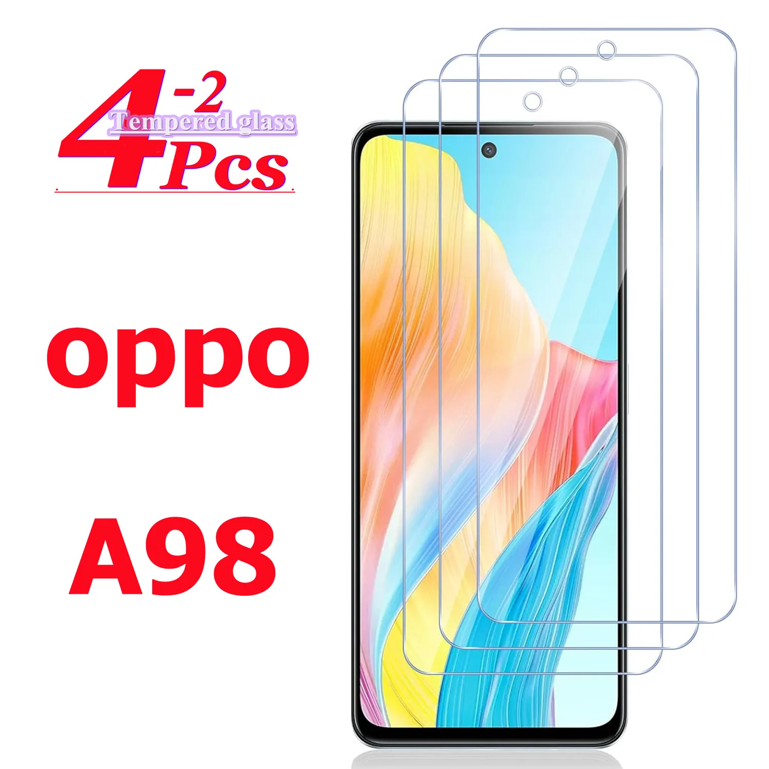 

99D tempered glass screen protector For oppo A98 5G, 2 to 4Piece