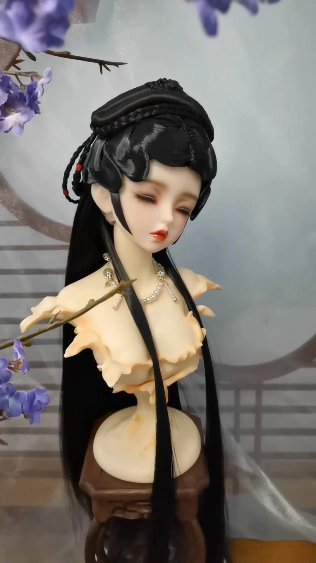 1/6 1/4 1/3 BJD古代コスチュームウィッグ人形アクセサリー漢服スタイリングヘアレトロウィッグ BJD/SD YOSD MSD SD13 ビッグガール SSDF C1661用