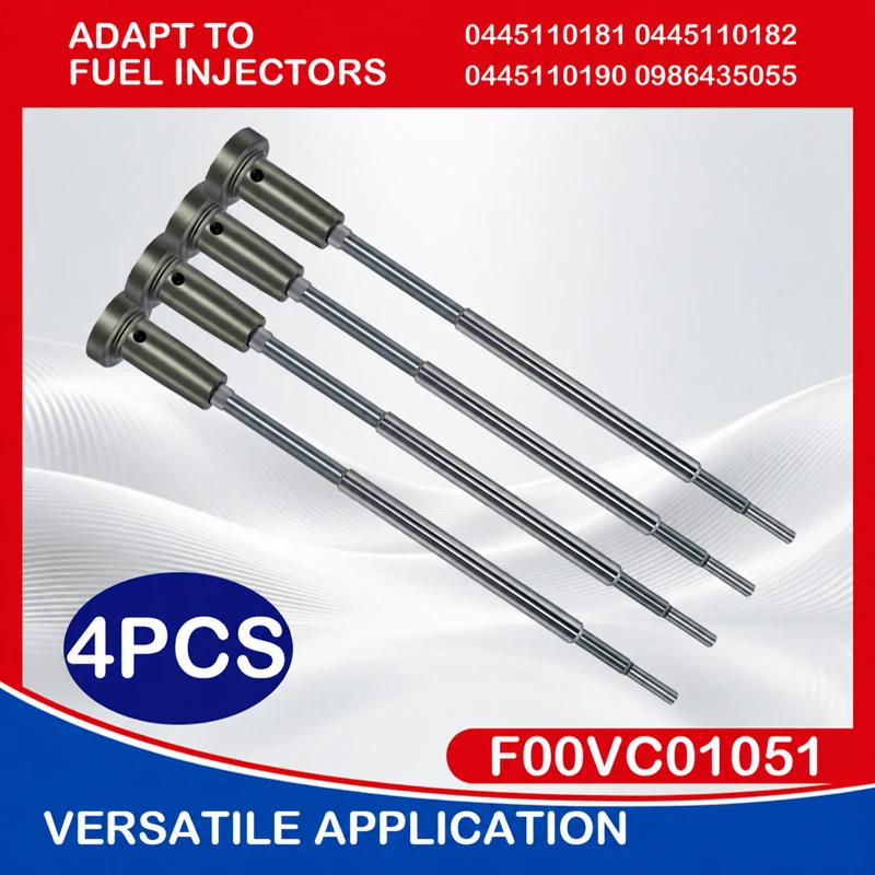 4PCS F00VC01051 Fuel Injector Valve Assembly For 0445110199 0445110200 0986435061 Injector Automotive Engine Parts XF1824+