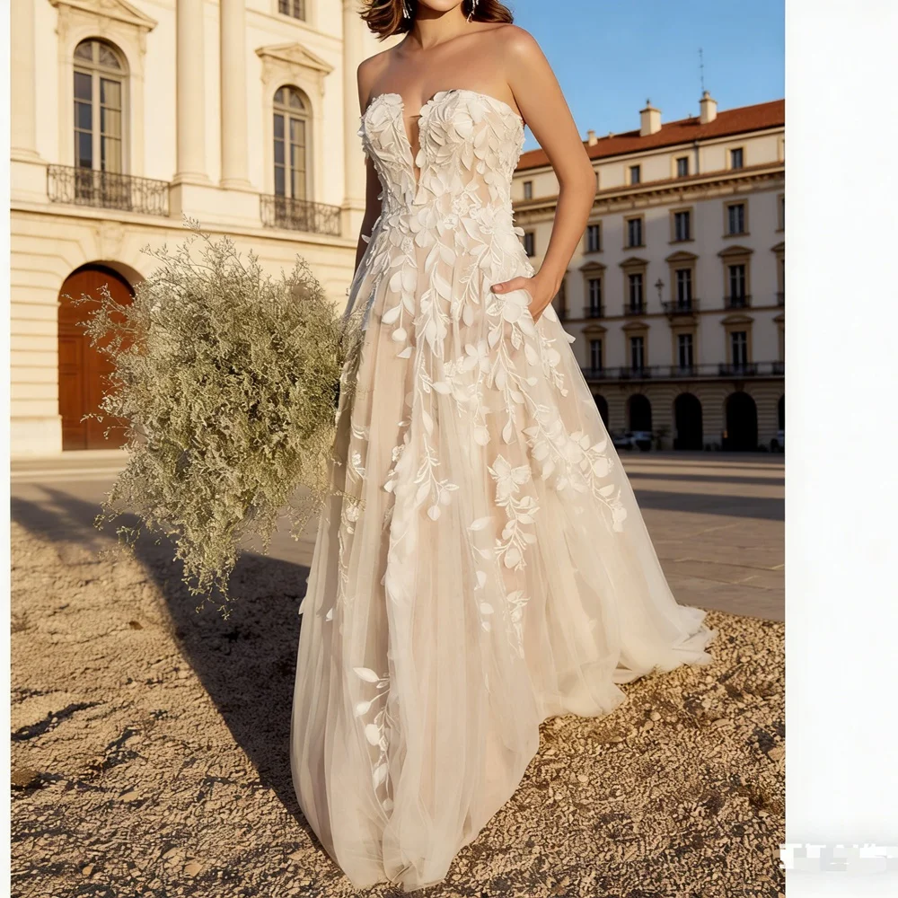 

Customized New In Elegant Long Wedding Dresses Sweetheart Floor-Length A-Line Brides Dress Women Vestidos De Novias Gowns 2026