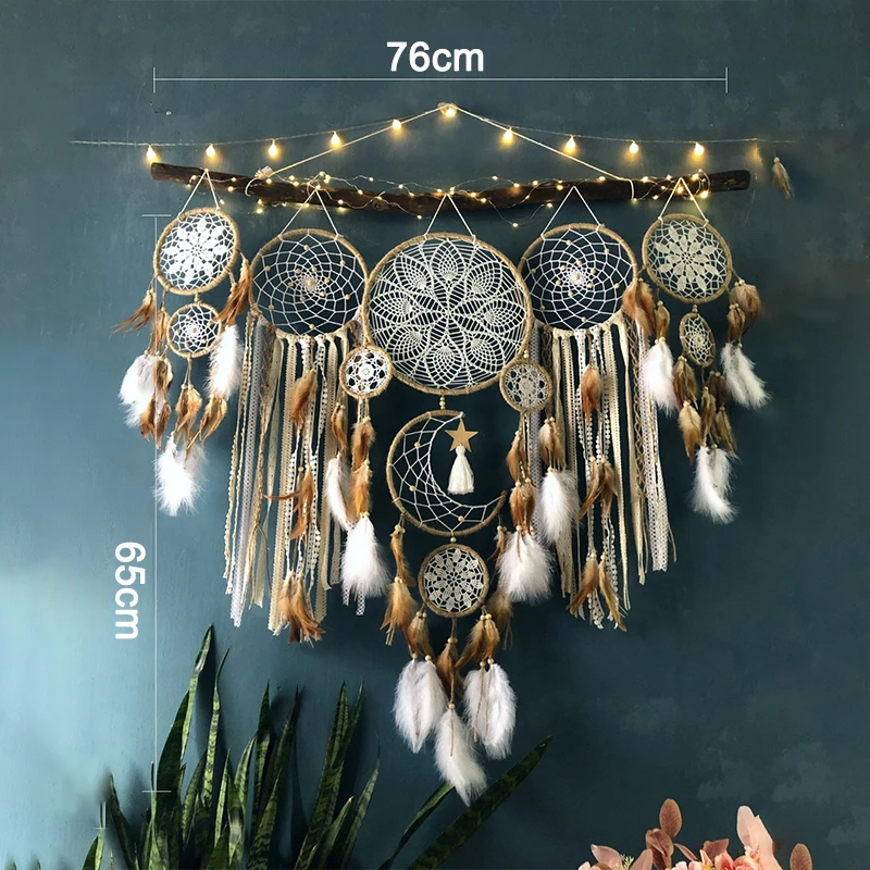 Dreamcatcher Coperta In Pile Boho Con Lupo E Piume – Stile Tribale Indiano, Morbida Microfibra, Singola 127x152 Cm, Per Divano E Letto - 2
