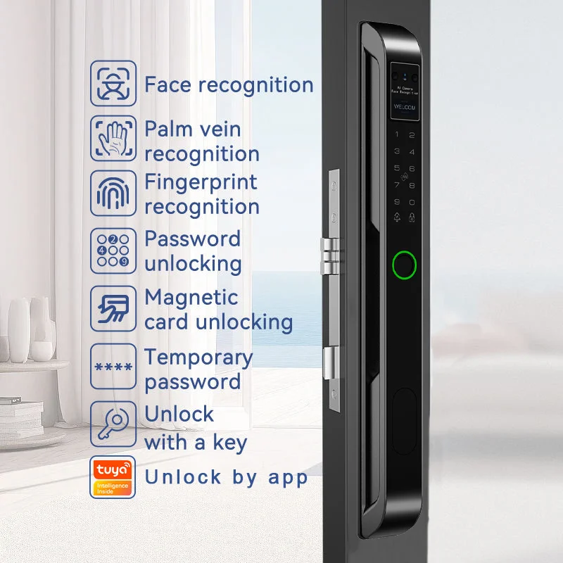 Glomarket Slim Waterproof Intelligent Face Digital Locks Fingerprint Password Tuya Wifi Smart Door Lock - view 2