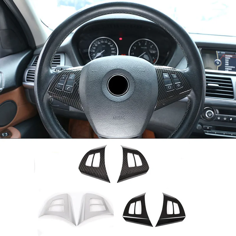 

For BMW X5 E70 07-12 2pcs ABS Chrome Car Steering Wheel Button Cover Frame Trim Car Interior Accessories Car Interior Supplies