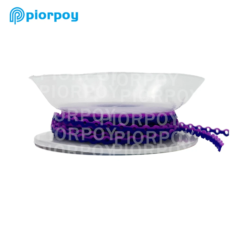 PIORPOY-Dental Orthodontic Elastic Rubber Power Chain, bandas contínuas para chaves de dentes, longos e curtos, 4.5m por rolo