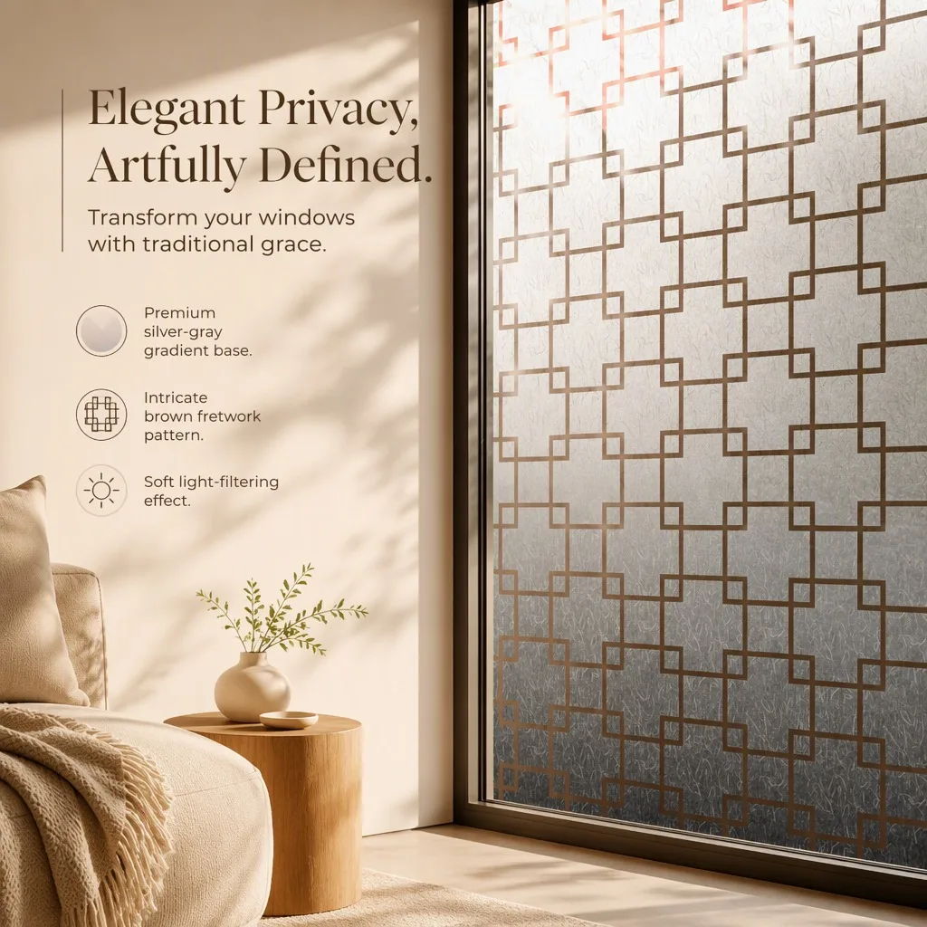 Geometric Frosted Window Film Privacy Heat Insulation Anti-Splash Static Cling Decorative for Office Bathroom Home Glass